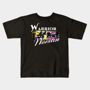 Warrior Woman | Splatter War Paint Pink Yellow White Kids T-Shirt